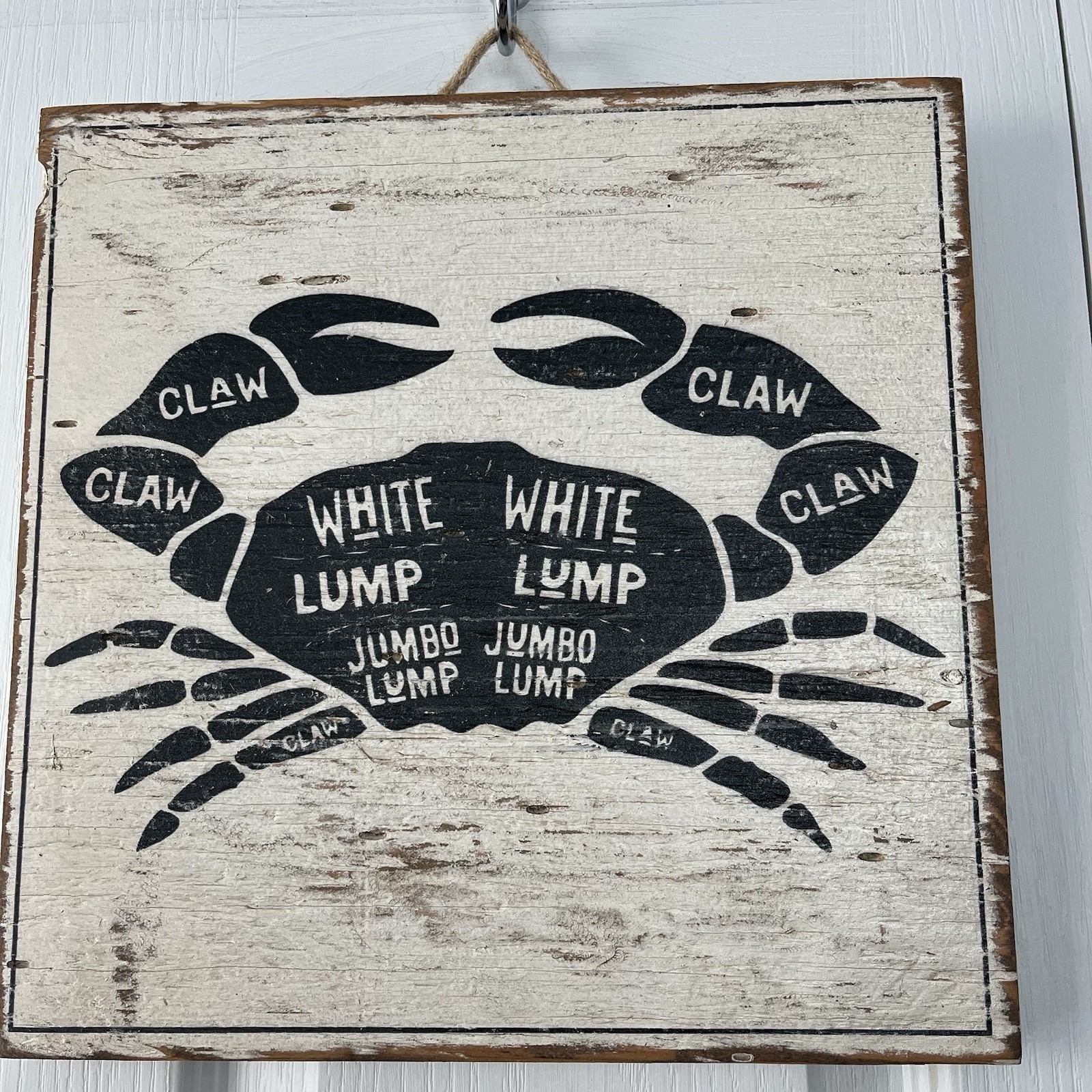 Wooden Crab Wall Decoration Shabby Shore Sign 12×12”