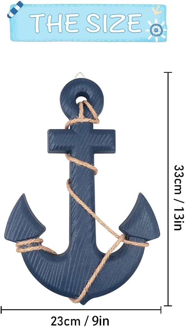 Versatile 7.7″ x 13″ Wooden Anchor Decor with Rope – Perfect Gift Idea