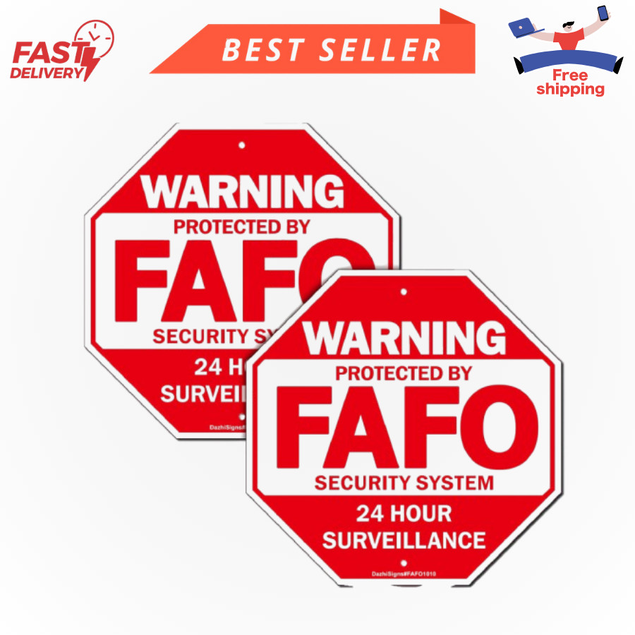 Protected by FAFO Security Sign 2 Pack Reflect Aluminum 10″ Outdoor Yard Warning
