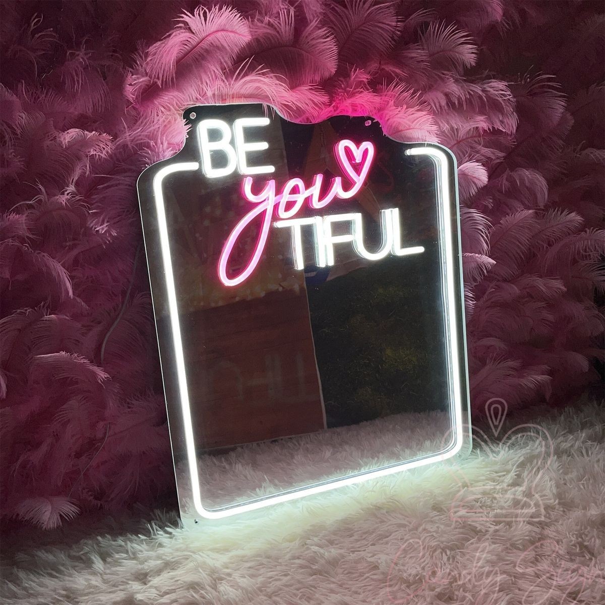 Wave Mirror Neon Sign, full-length mirror USB power LED Neon Light Sign Gift