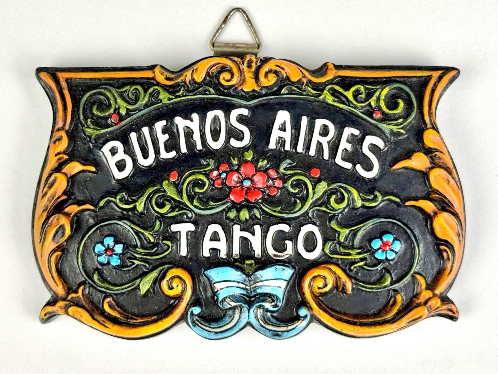 VTG 4×2.5 Handmade Filete Buenos Aires Tango Hanging Plaque/Sign From Argentina