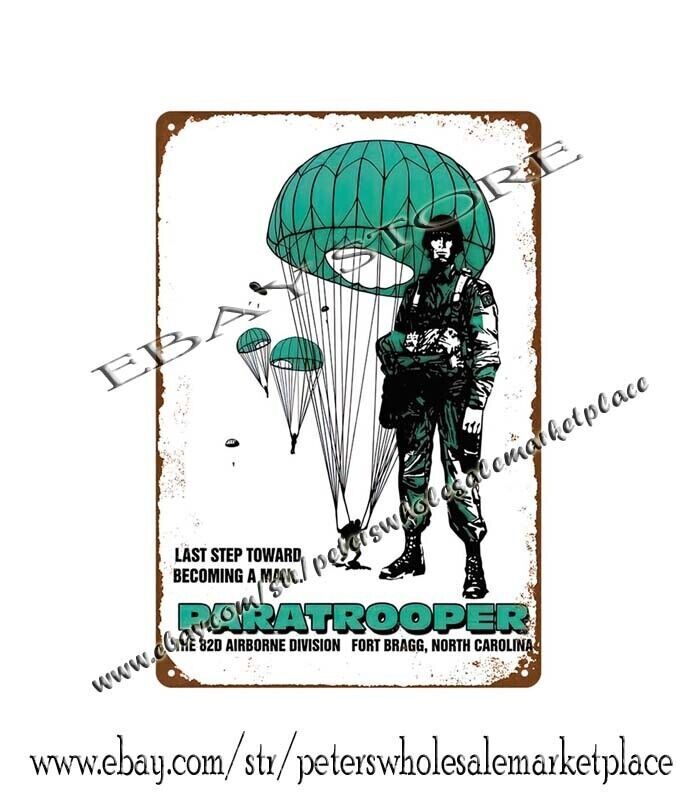 US Army Recruiter Paratrooper 82nd Airborne Division Recruitment tin sign