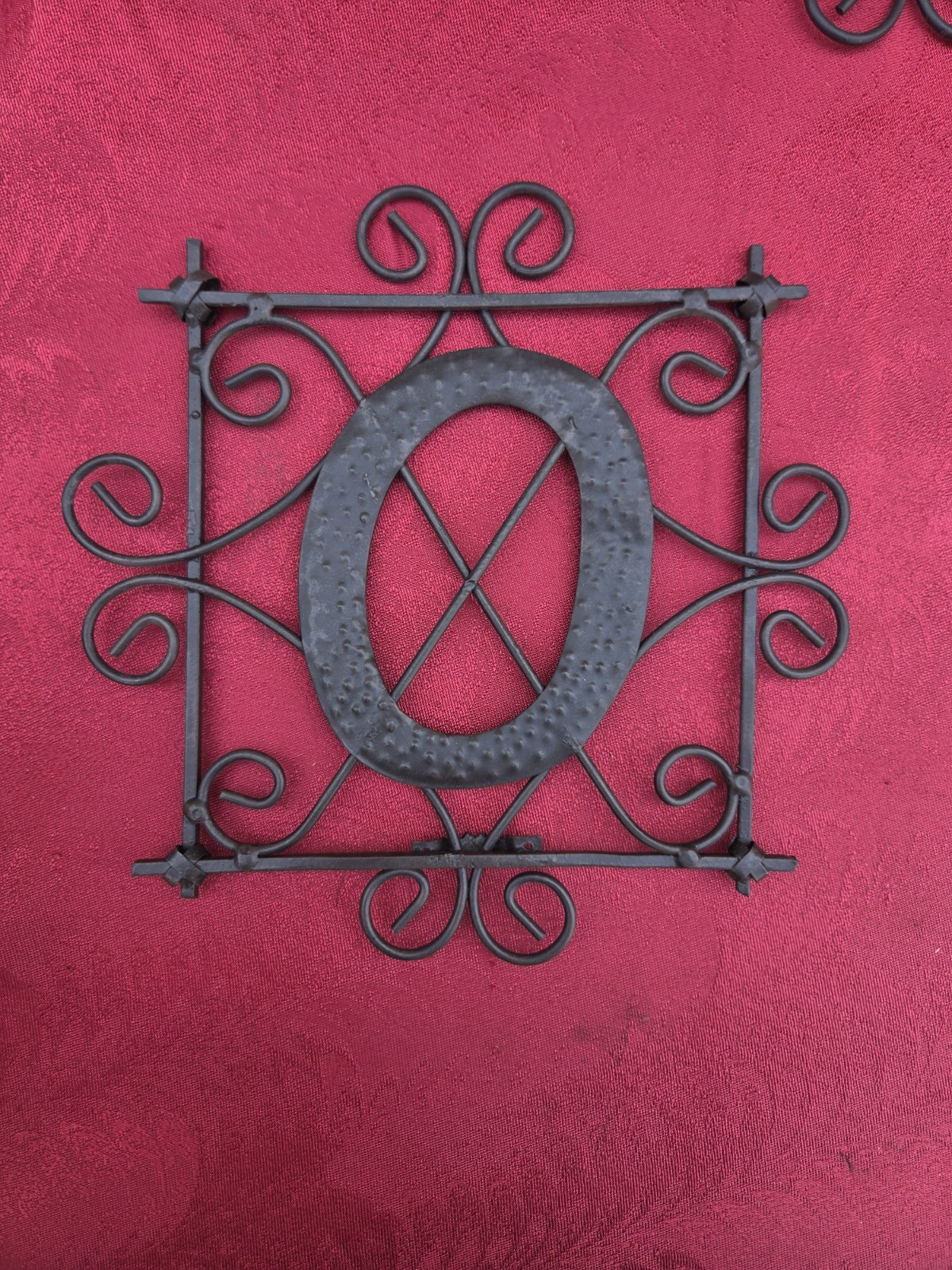 Vintage Metal HOME Sign Wall Decor Letters 4 Panel Wrought Iron Scroll Squares