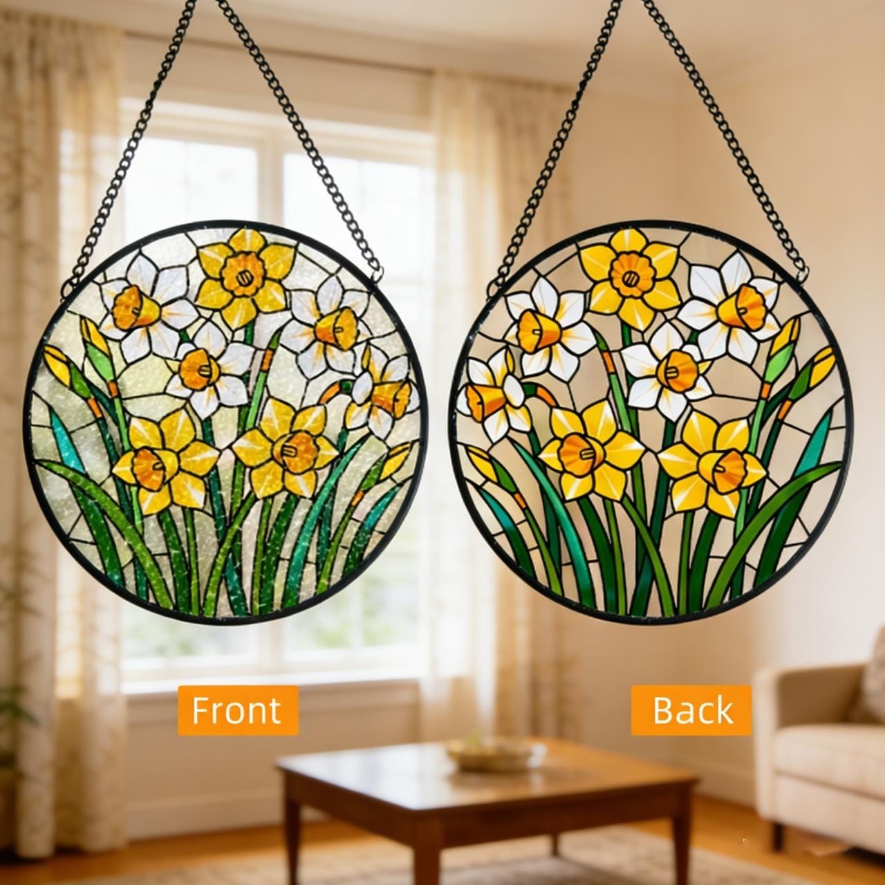 Custom Initial Suncatcher, Wildflower Wreath Window Hanging