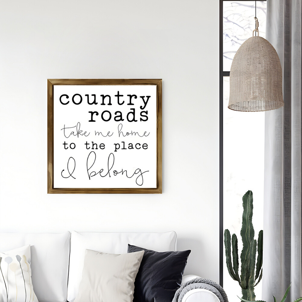 1PC Country Road Sign Country Farmhouse Style Wood Panel Painting