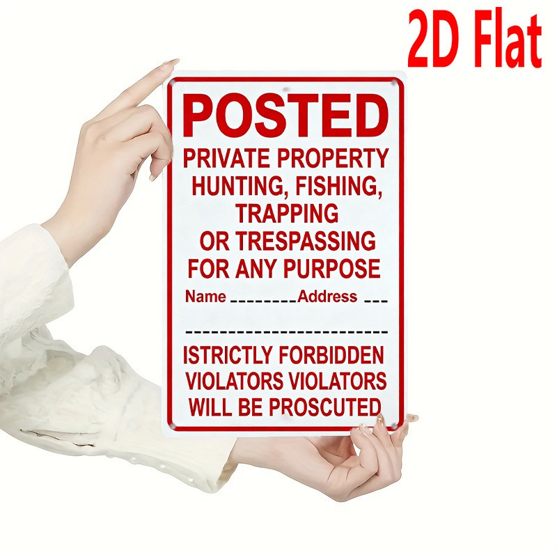 20X30Cm Metal Sign No Hunting Fishing Trespassing