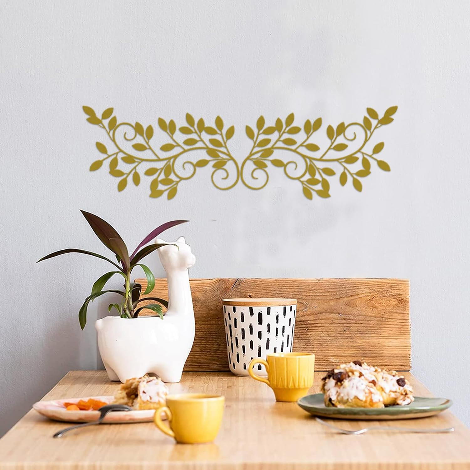 2 Pieces Metal Tree Leaf Wall Decor Vine Olive Branch Leaf Wall Art