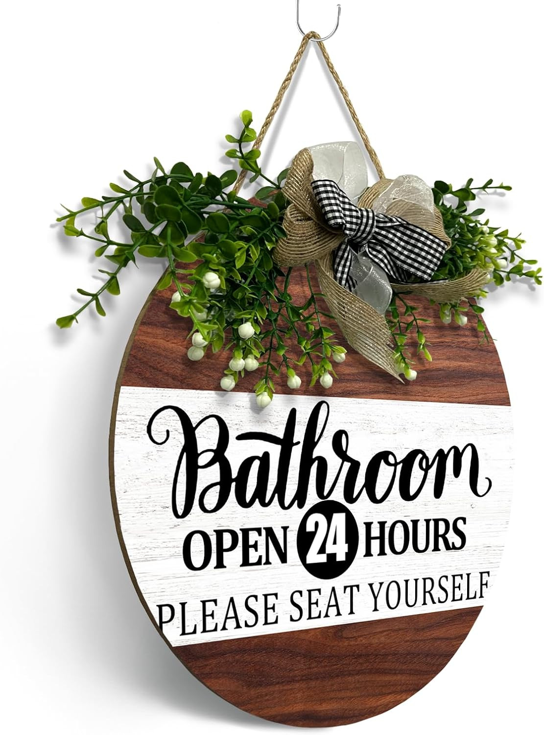 Bathroom Door Sign Bathroom Open 24 Hours Please Seat Yourself Hanging Sign With