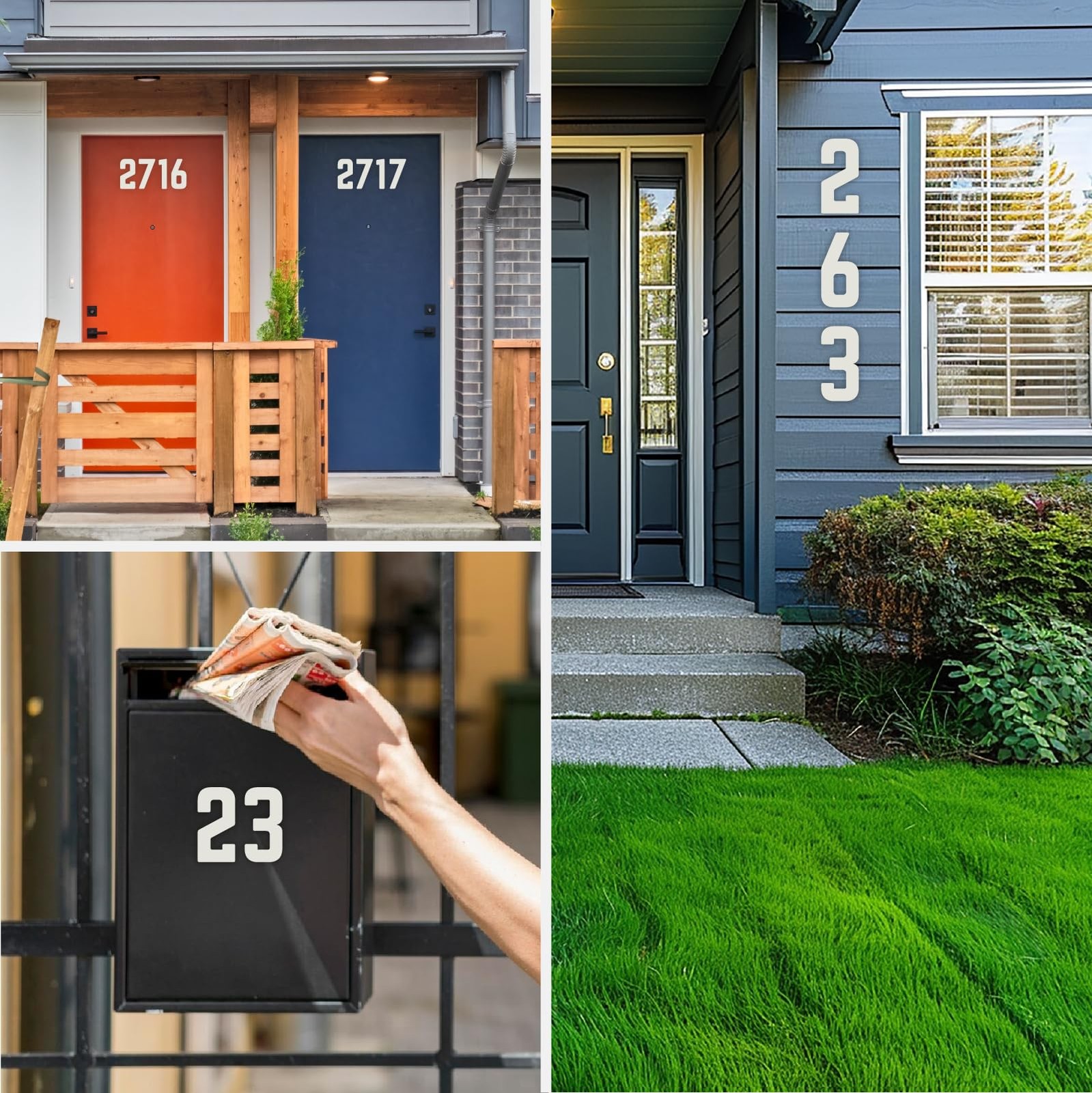 4 Inch White Metal Letters, Modern House Numbers for Outside, White Door Mail…
