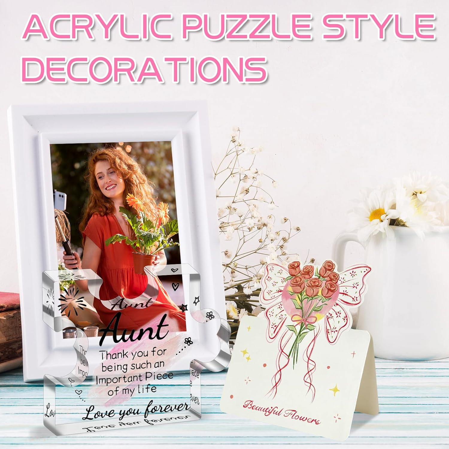 Aunt Gifts from Niece – Engraved Aunt Birthday Acrylic Puzzle Plaque- Shaped Pla