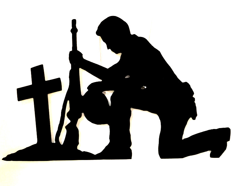 Kneeling Soldier United States Military Metal Art 18″x10″ CHOOSE YOUR COLOR