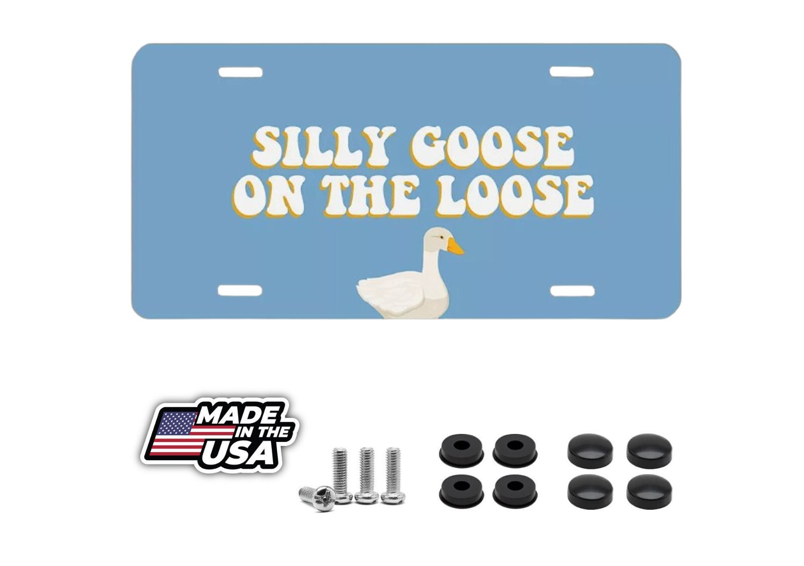 Silly Goose on The Loose License Plate – Funny Decorative Car Tag, 6×12 Inches