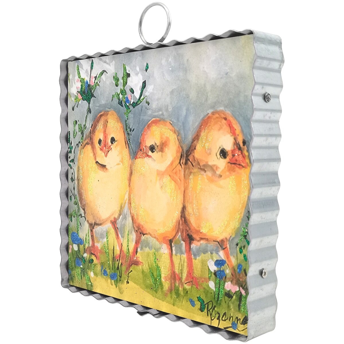 The Round Top Collection Mini Three Baby Chicks Print 6x6x1