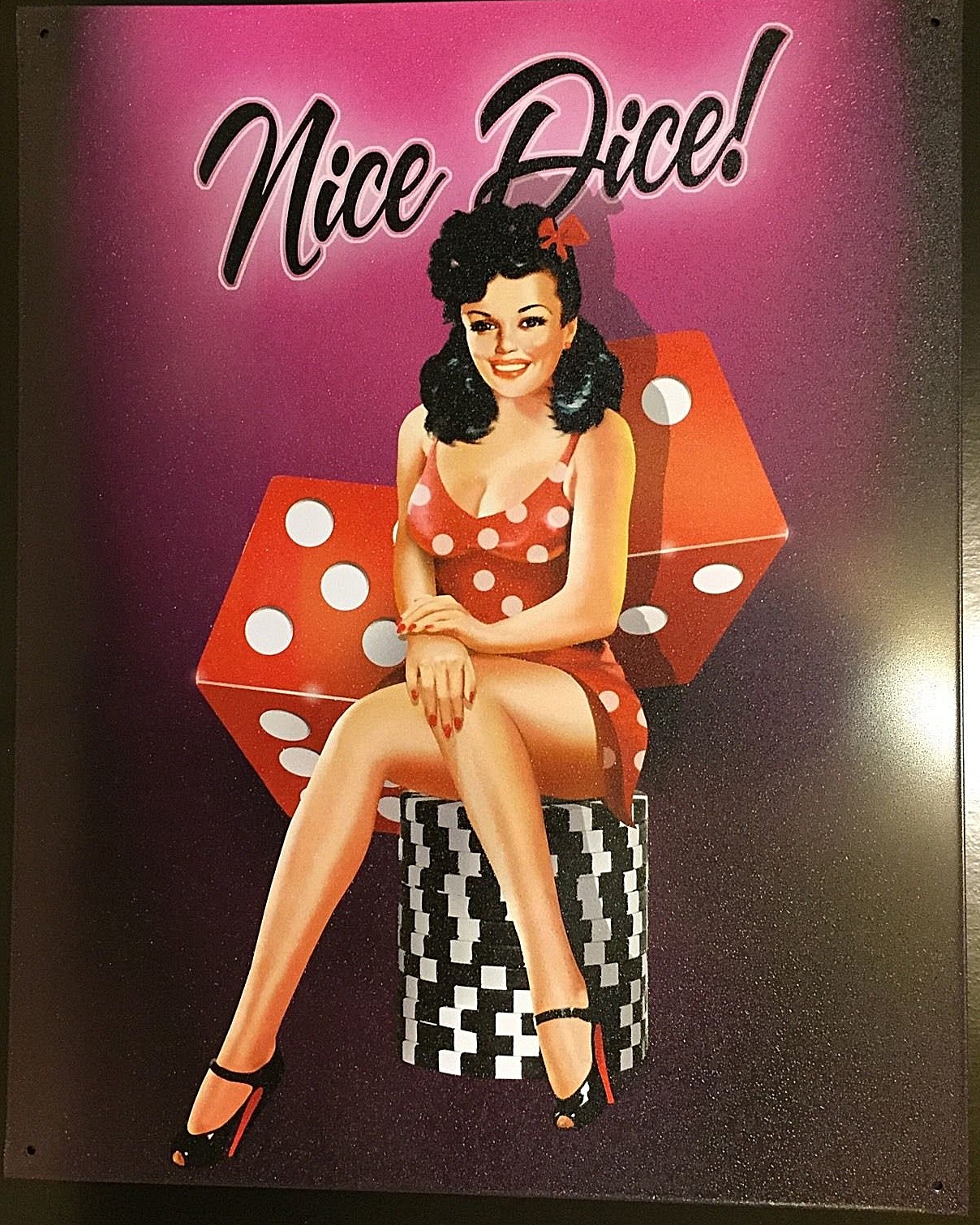 Nice Dice pin-up large steel sign 370mm x 300mm (sott) BIG PRICE CUT
