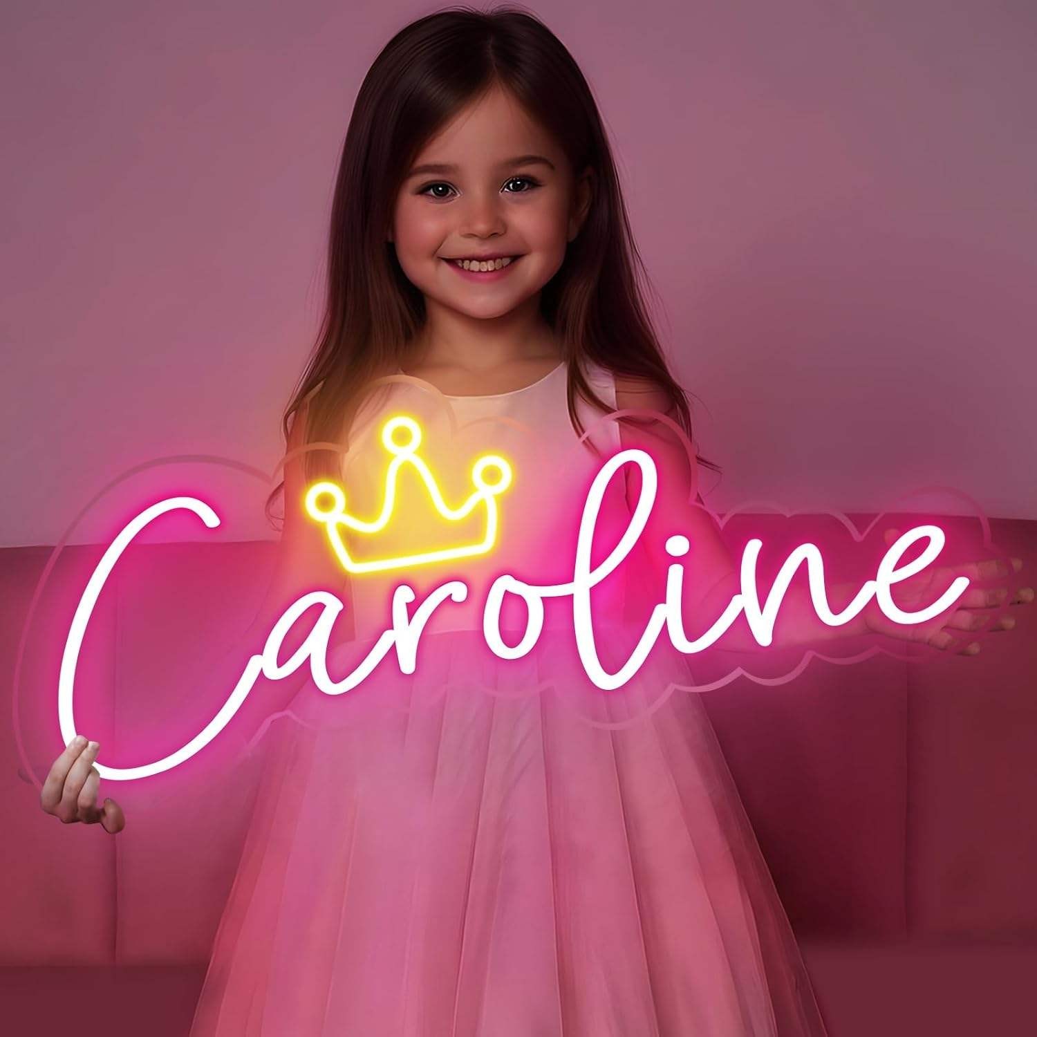 Nursery Neon Sign, Baby Name Custom LED Light, Personalized Kids Room Wall Decor