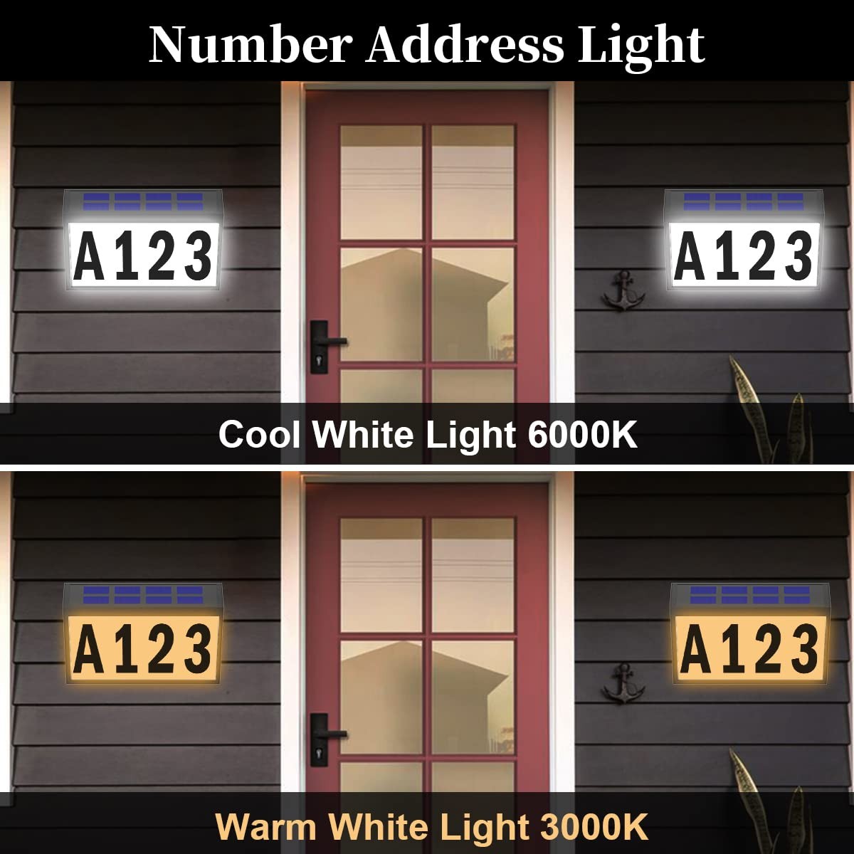Solar House Numbers Light, T-SUNUS Lighted House Numbers Sign Plaque Address …
