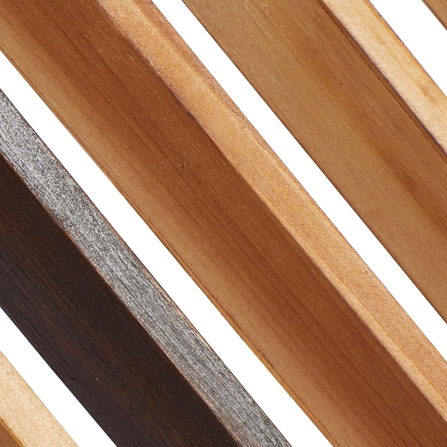 Set of 3 Brown Wood Geometric Wall Art Sculptures, 12″W x 35″H