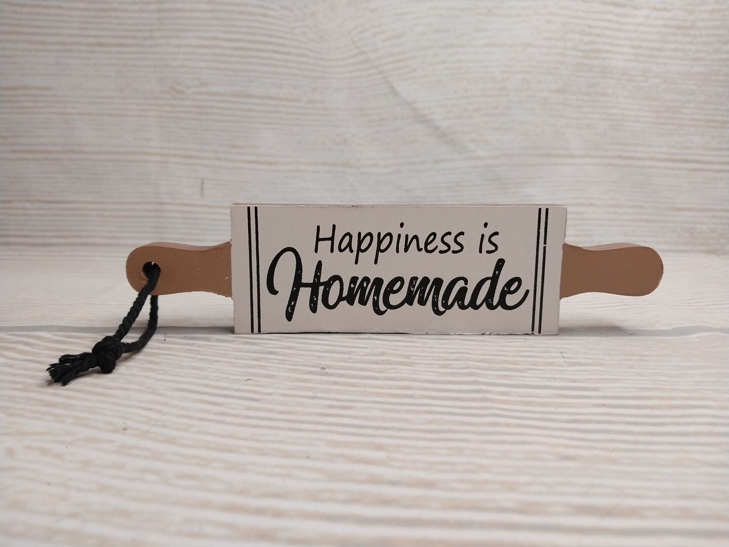 ~New! “Happiness is Homemade” Rolling Pin Plaque Farmhouse Hanging Wood Sign Tag