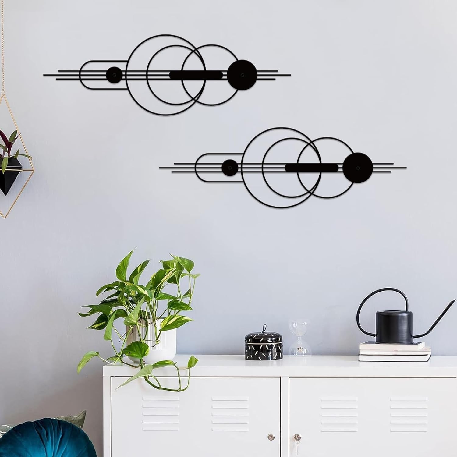 ruelen 2 Pcs Small Metal Abstract Wall Art, Modern Minimalist Large, Geom