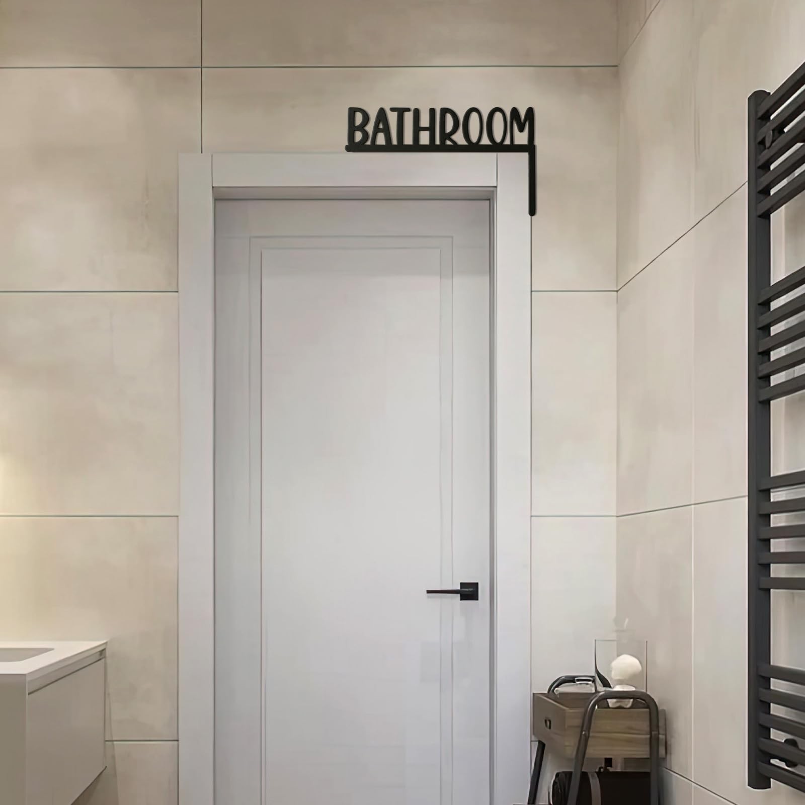 LXUEJIE Wooden Bathroom Door Topper, Bathroom Door Signs Black Bathrooms Sign…
