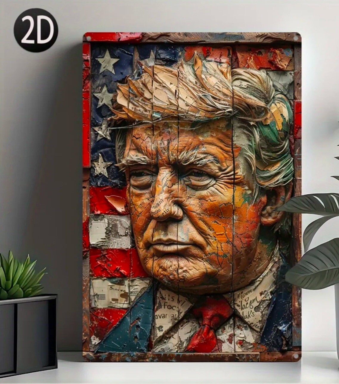 DONALD TRUMP US FLAG MAGA 8×12 FLAT 2D Aluminum Metal Sign Multidimensional Look