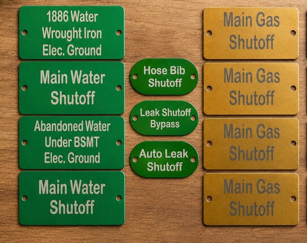 Custom engraved metal tags – electric panel, utility,HVAC, Plumbing or anything