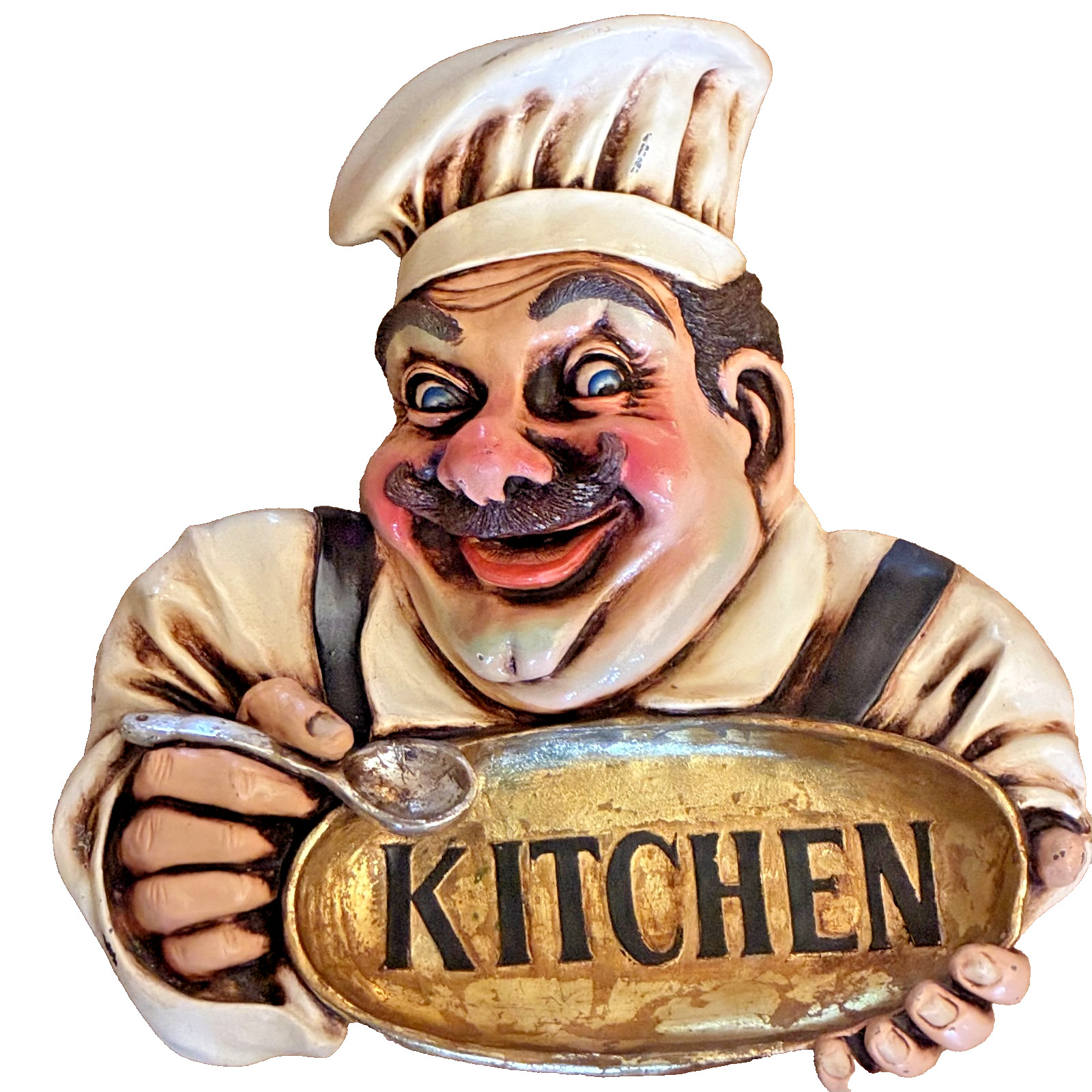 Vtg Jolly Italian Chef/Baker Kitchen Wall Plaque 17.5 H x 16 W Restaurant Decor