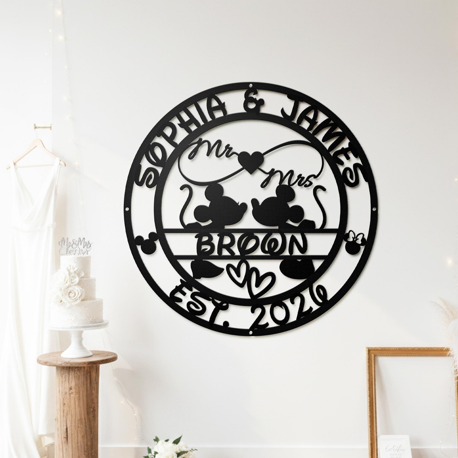 Custom Family Name Metal Sign, Personalized Wedding Anniversary Gift