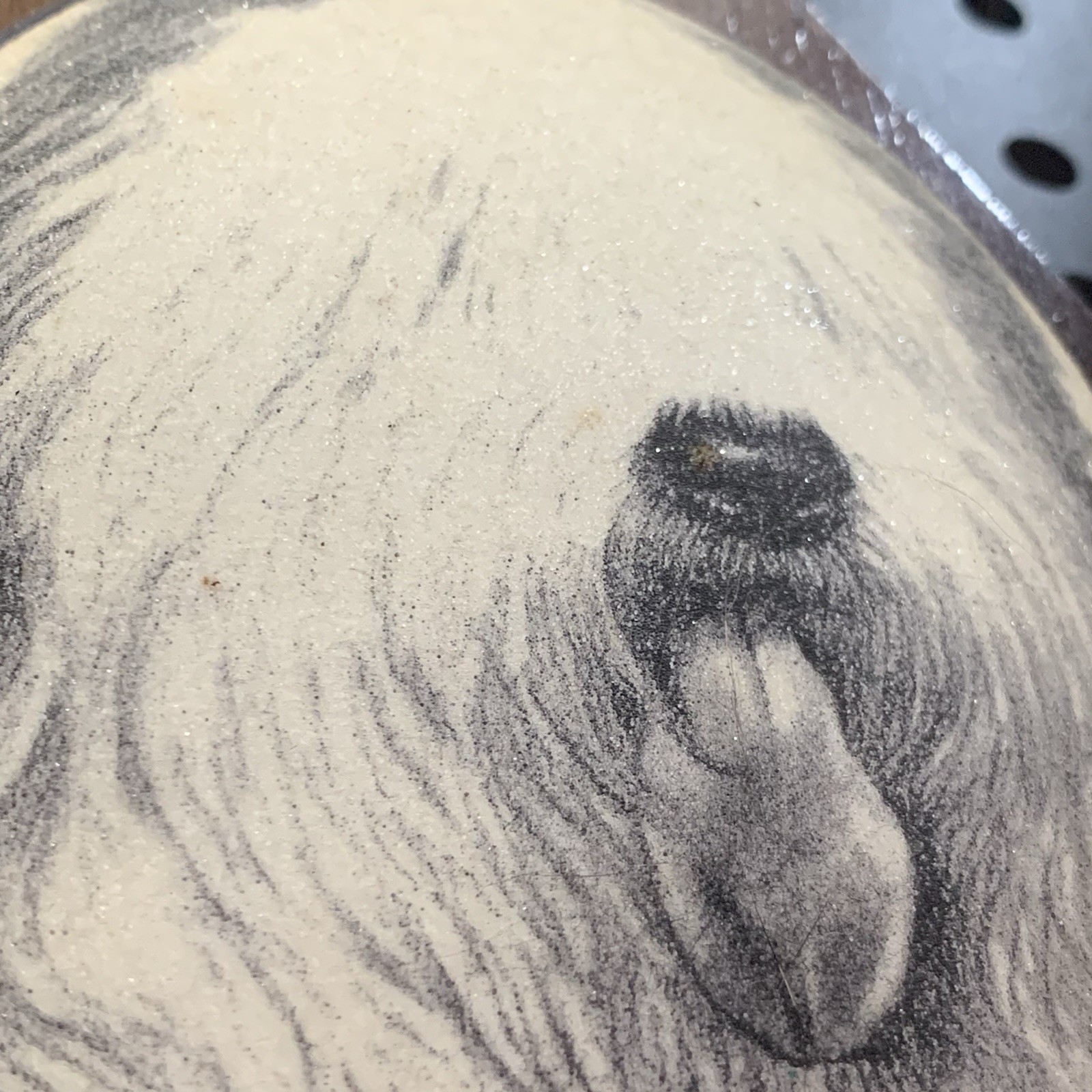 Vintage EARL SHERWAN English Sheepdog Etching Sand Wood Wall Plaque 7x 5.5″ Dog