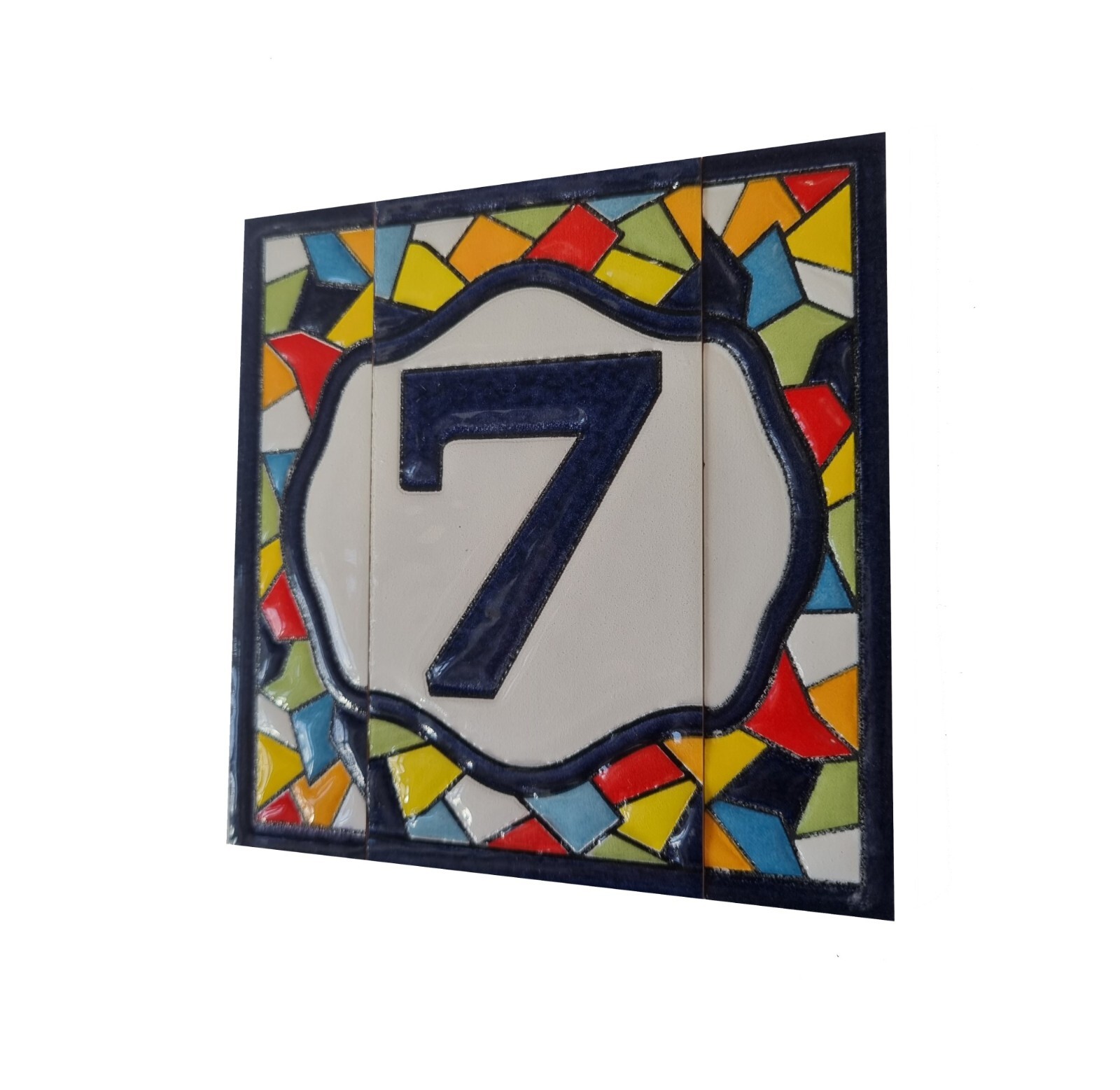 Mosaic Hand-painted Ceramic Number and Letter Tiles 11 x 5.5 cm