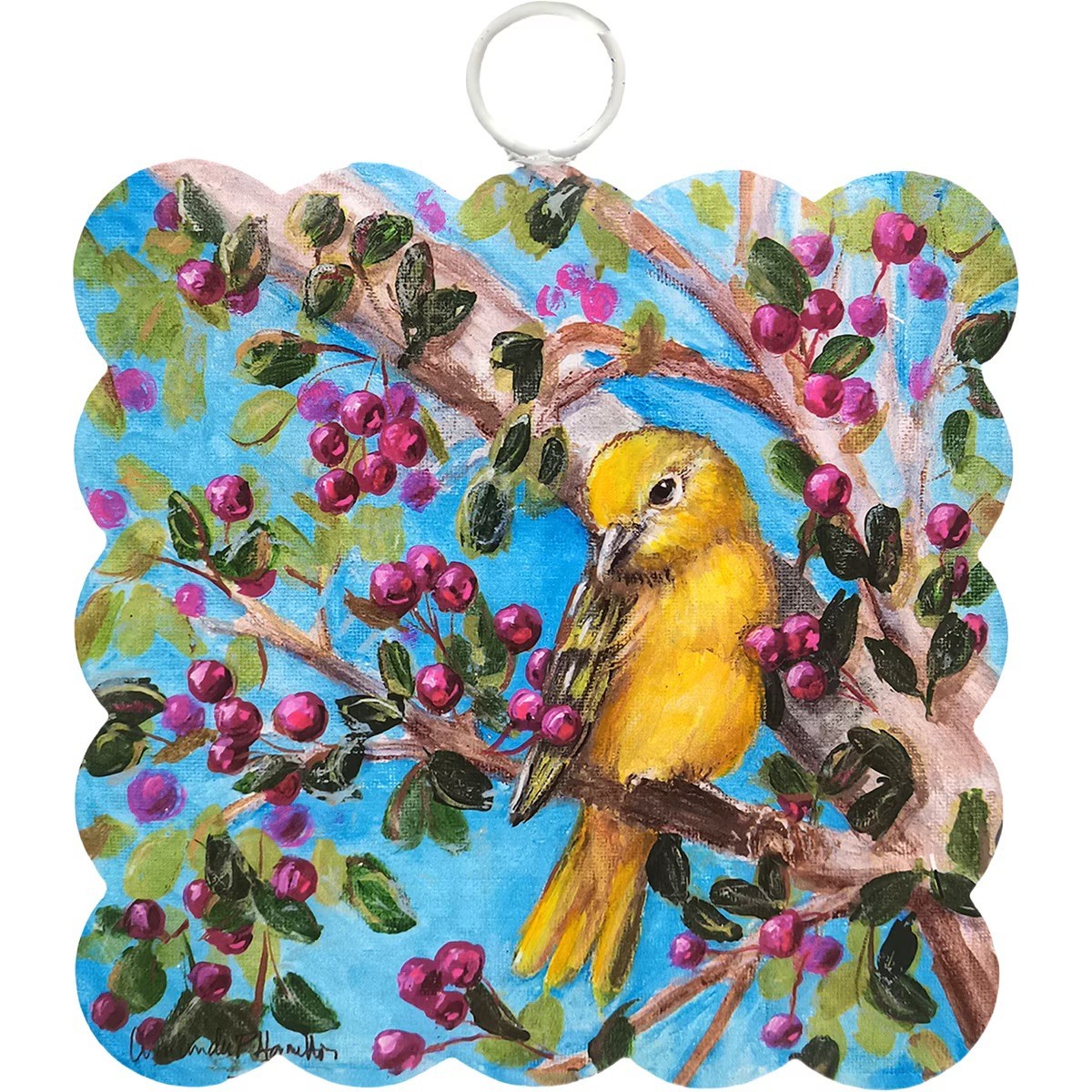 The Round Top Collection Mini Scallop Yellow Bird