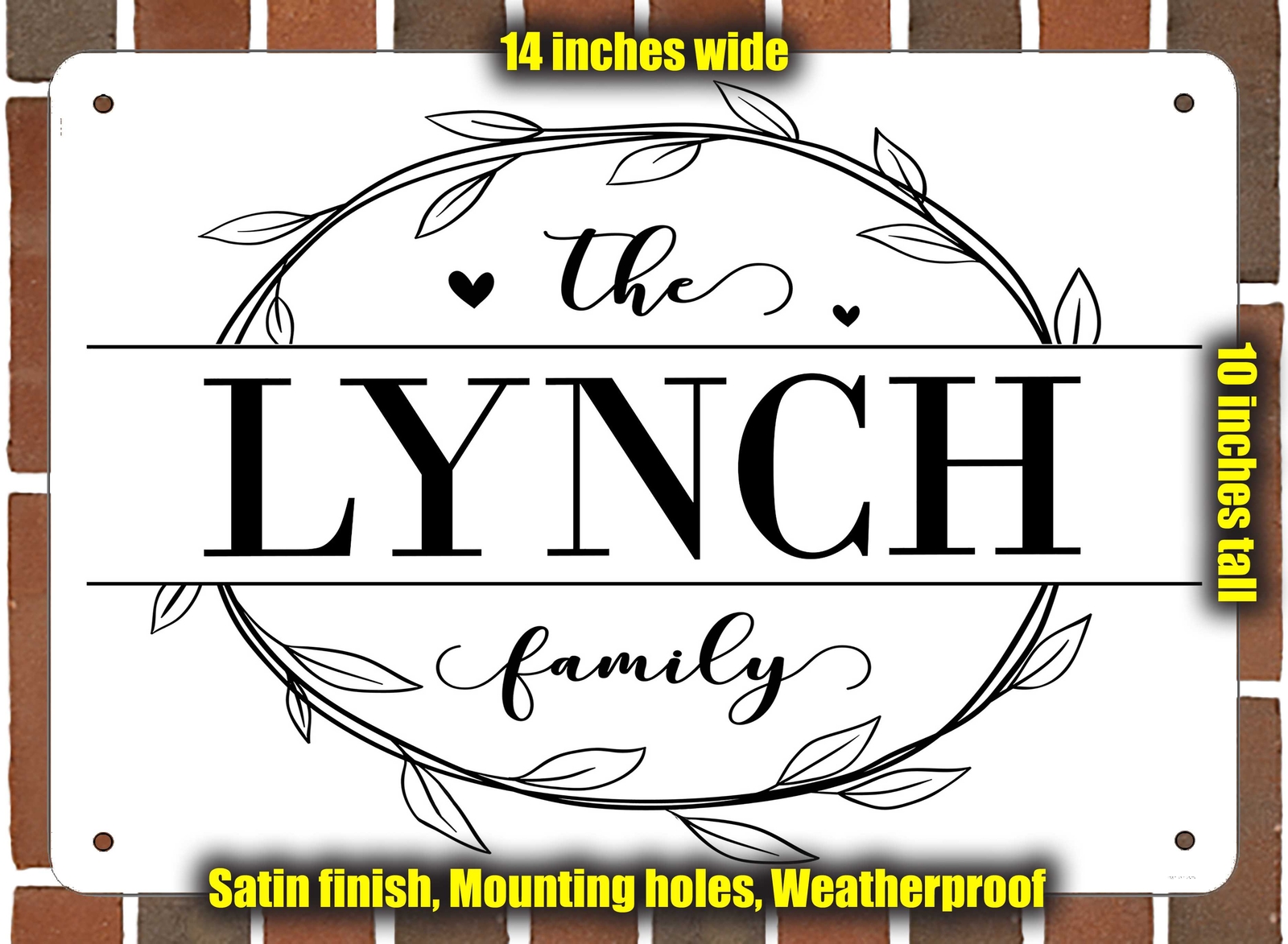 Lynch Family Decorative Metal Door or Wall Plaque (Style 1)