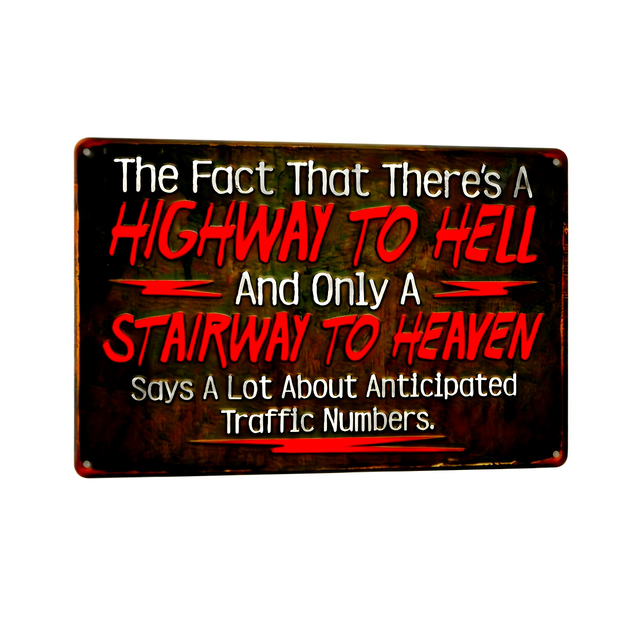 Vintage Metal Tin Sign “Highway to Hell” 12×8 Inches Wall Decor