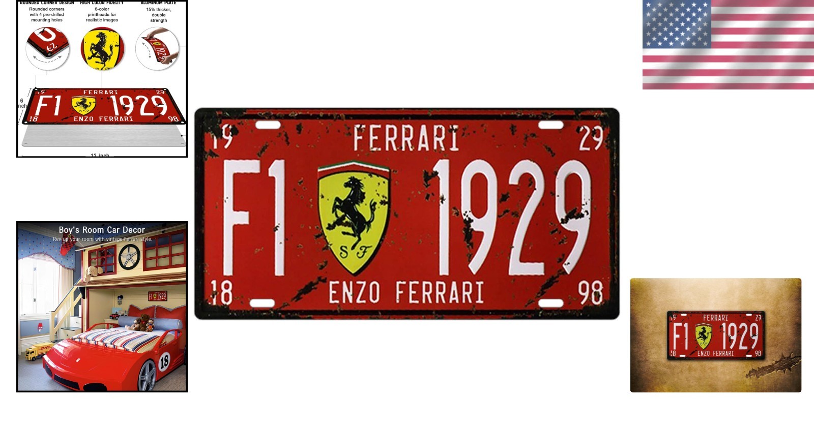 Nostalgic Ferrari 1929 Metal Tin Sign 6×12 – Vintage Decor for Home & Office