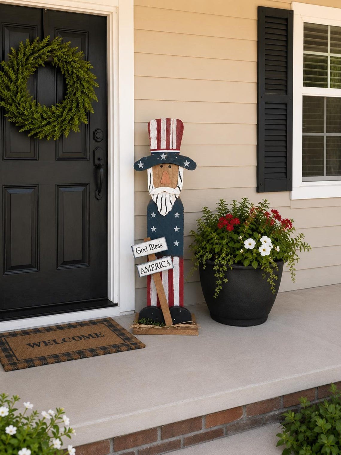 Amish Made Uncle Sam Porch Sitter | Handmade Patriotic