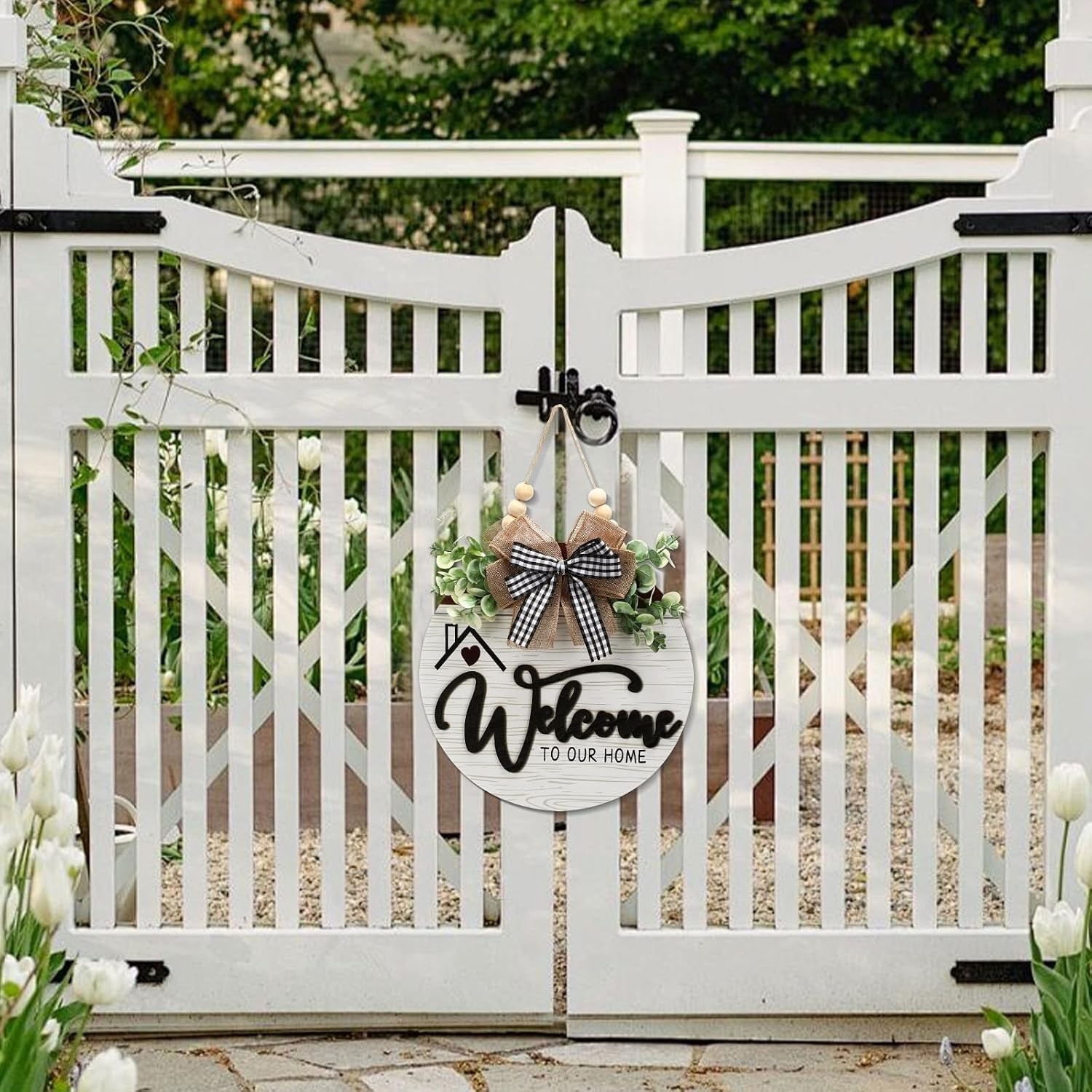 Welcome Sign Front Door Porch Decor Farmhouse Wall Hanging 12 Inch