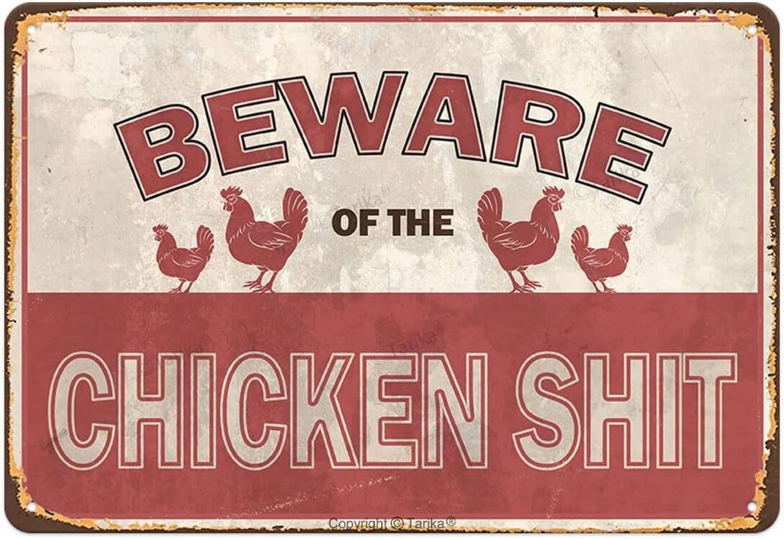 Chicken Yard Fence Sign Aluminum 8×12 Funny Outdoor Home Decor Plaque