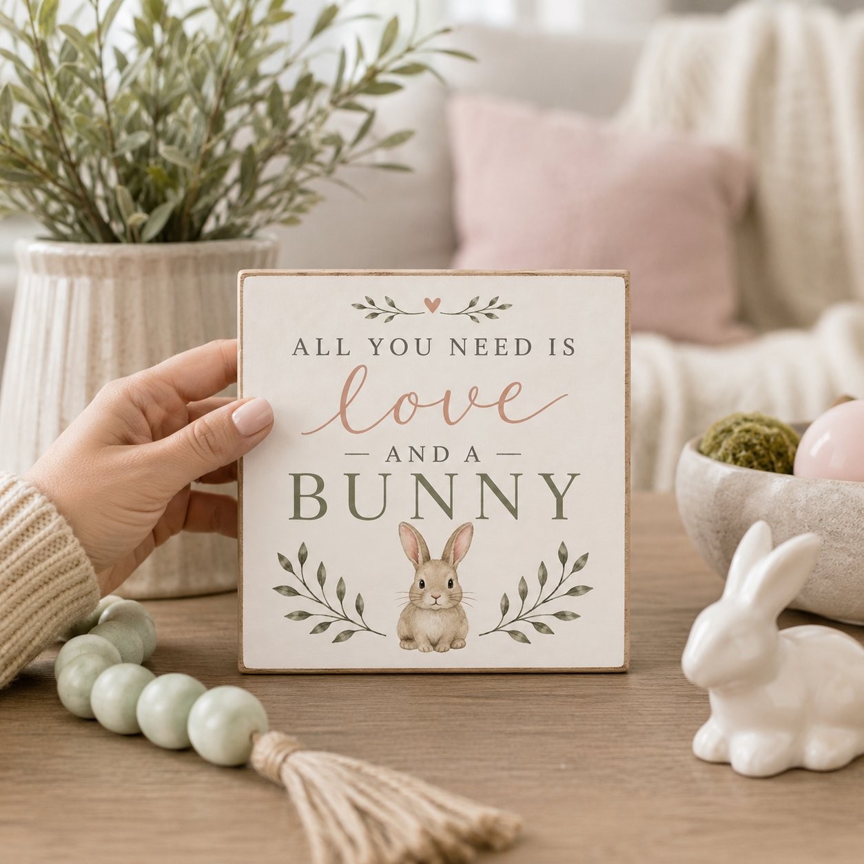 JennyGems Bunny Gifts, Bunny Sign, Love and a Bunny Sign, Bunny Moms