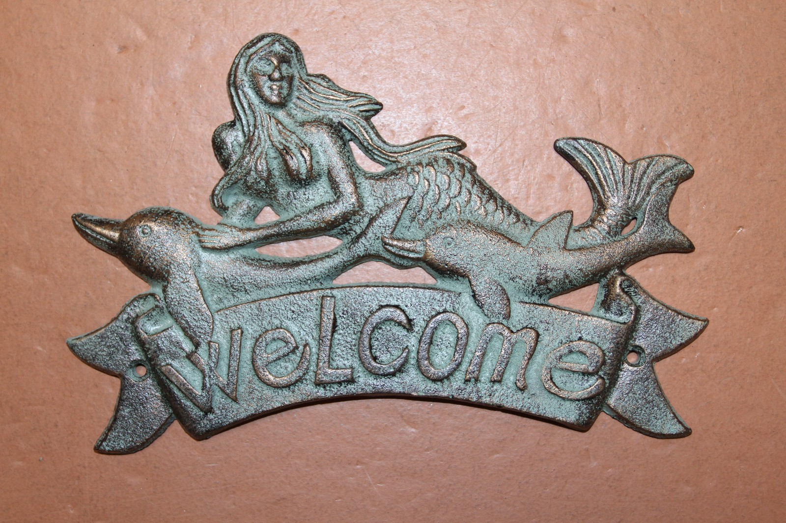 1-MERMAID WELCOME Wall Plaque,Mythical,Folklore,Beach Decor,Nautical Style,BL-40