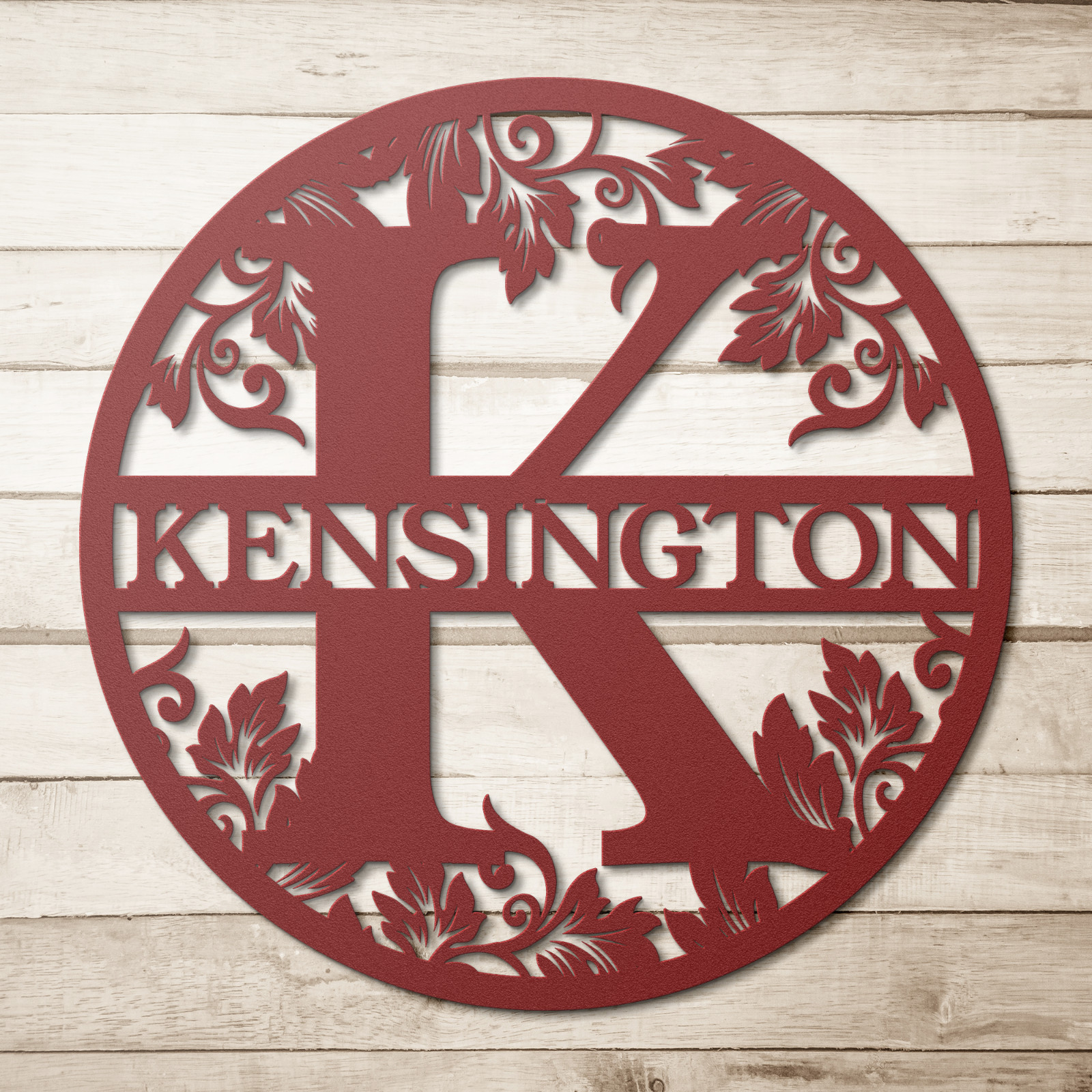 Personalized Family Name Red Metal Wall Art Decor Custom Text Wedding Gift
