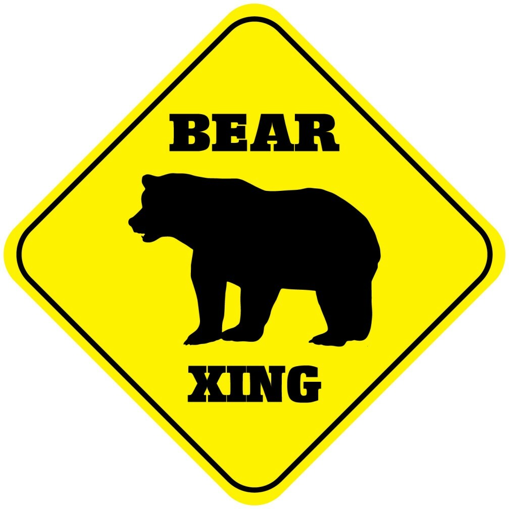 Yellow Aluminum Crossing Sign Bear Cross Xing Style B Diamond Street Signal