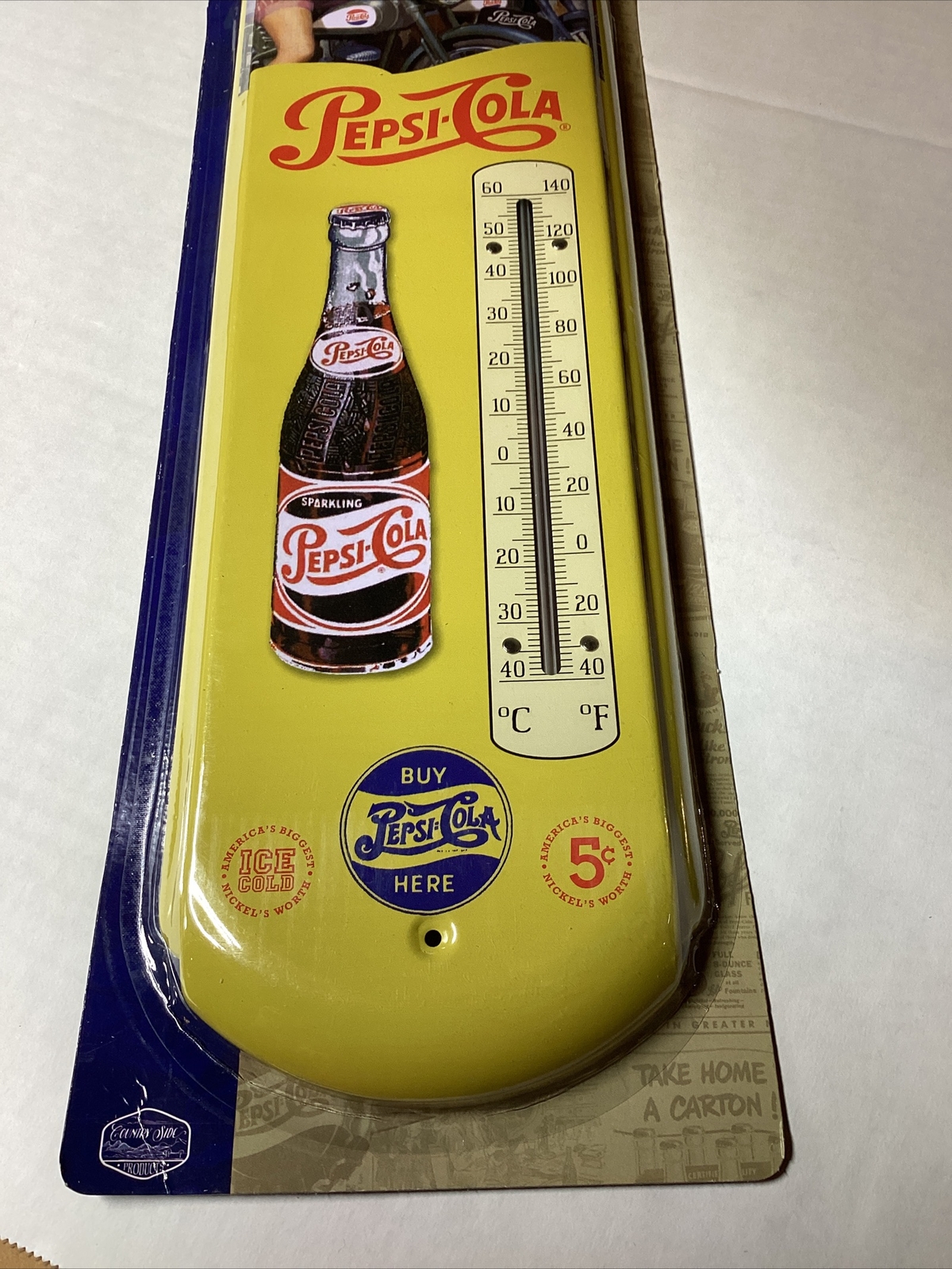 Nostalgic Tin Metal Wall Thermometer Pepsi Cola 17.5″ Indoor/Outdoor New IN PKG