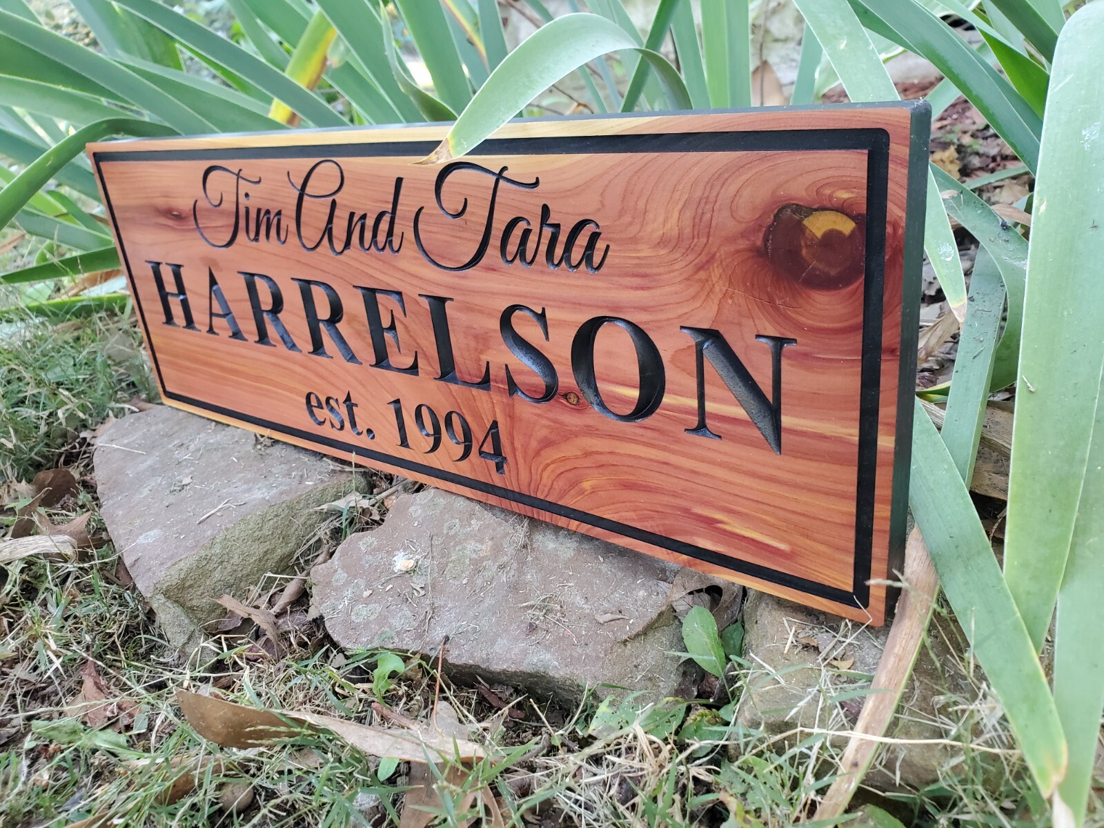 Personlized Established Date Sign Carved Wood Marriage Anniversary Newlywed Gift