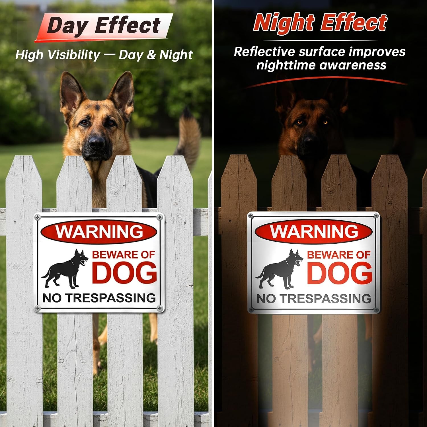 2 Pack Beware of Dog Sign, 10X7 Inch Reflective Aluminum Beware of Dog Signs for