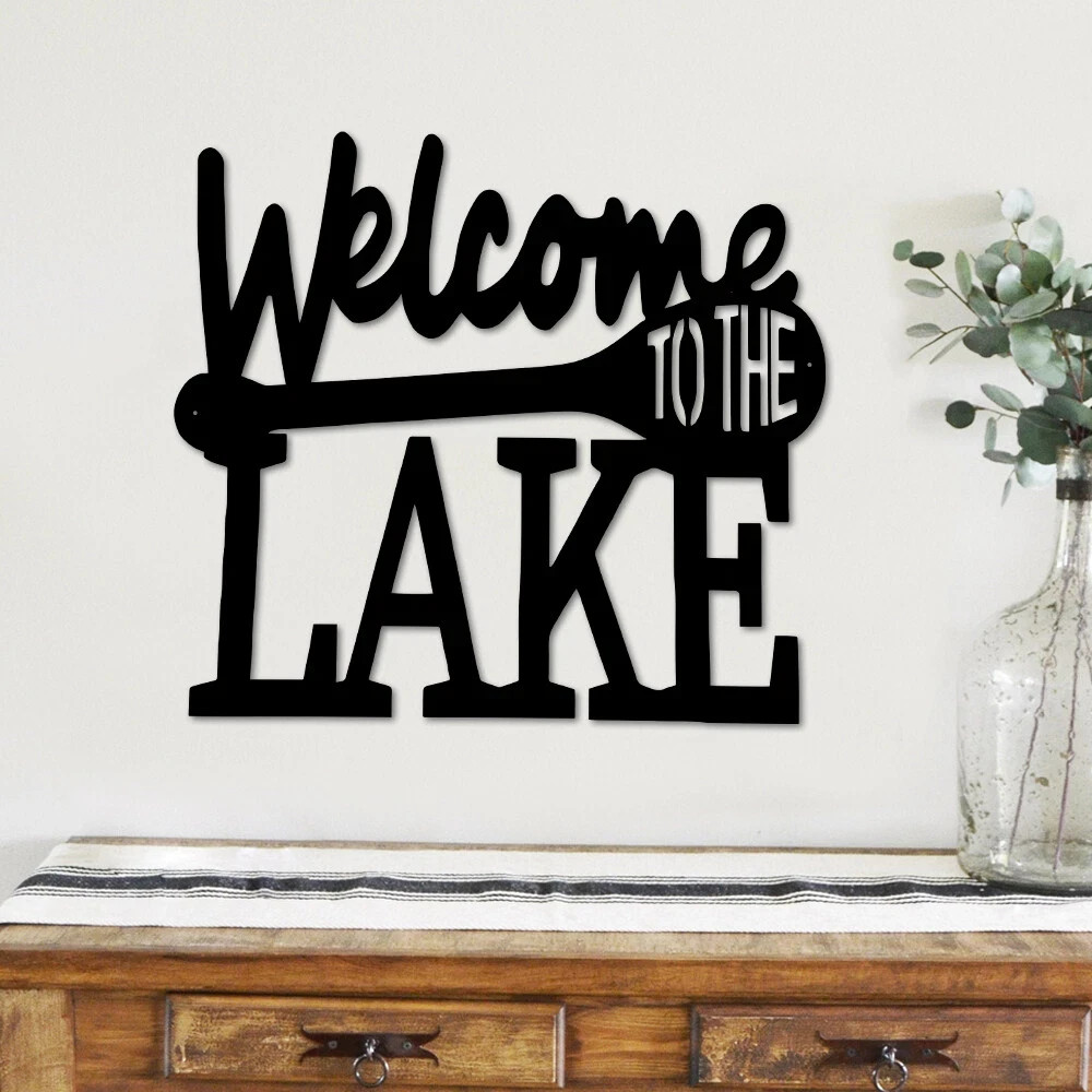 Welcome to the Lake Sign, Lake House Metal Wall Decor, Indoor Outdoor Decoration