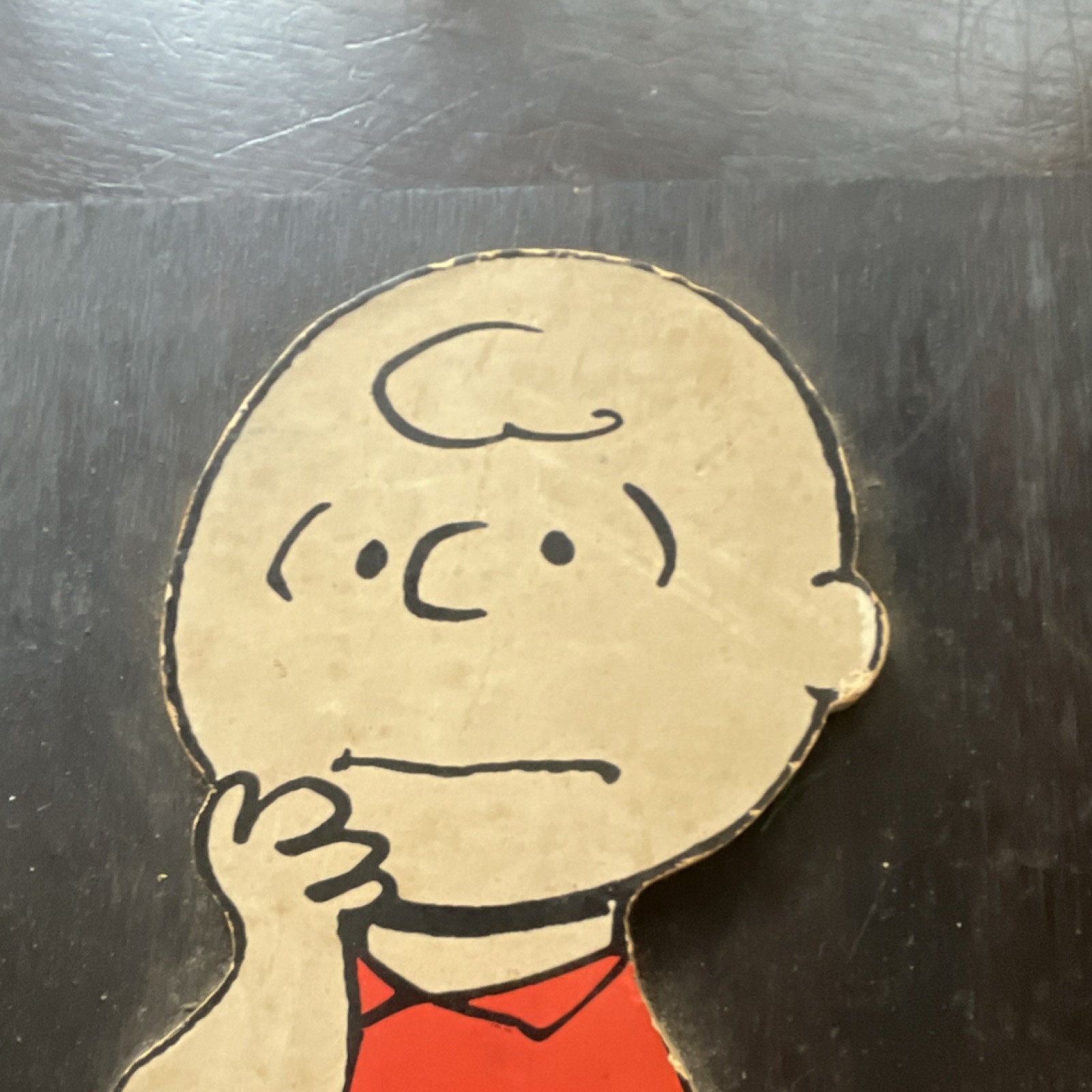 Charlie Brown Peanuts Cartoon Wood Wall Sign Plaque Black Beige Red Hanging