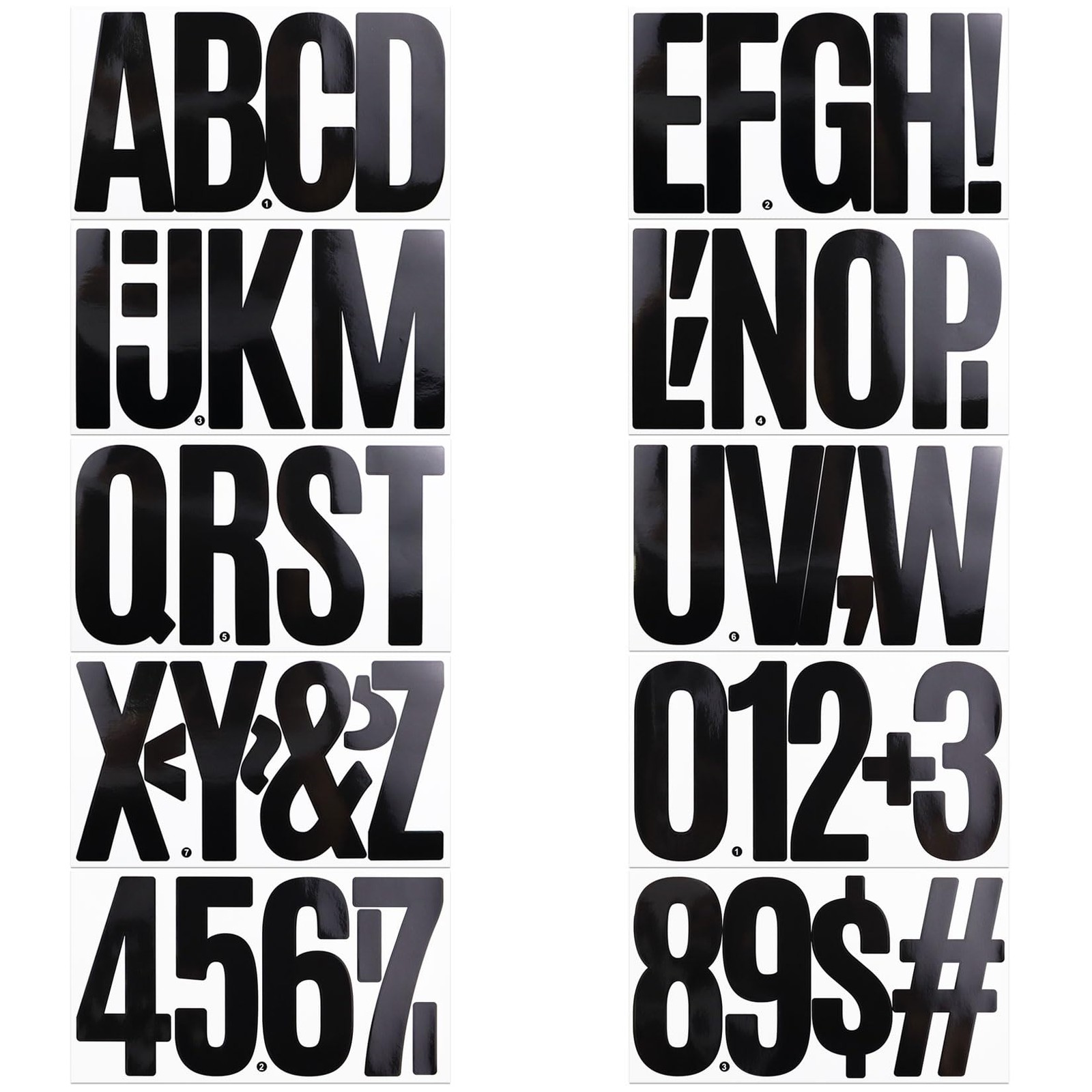 20 Sheets 6 Inch Letter Number Stickers, Self Adhesive Vinyl Capital Black