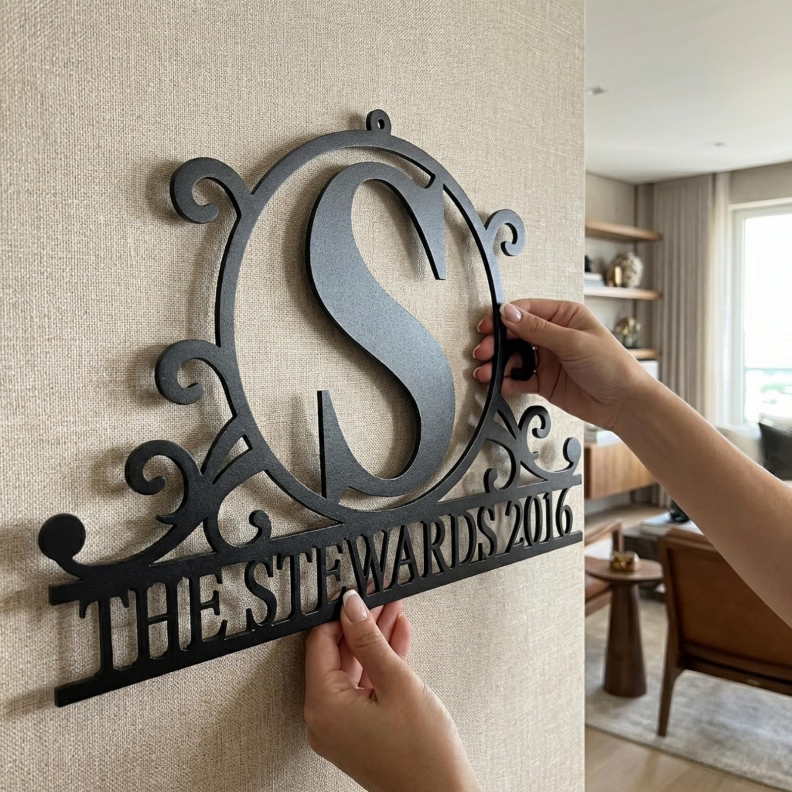 Custom Family Name Metal Wall Art | Personalized Monogram Sign 18″
