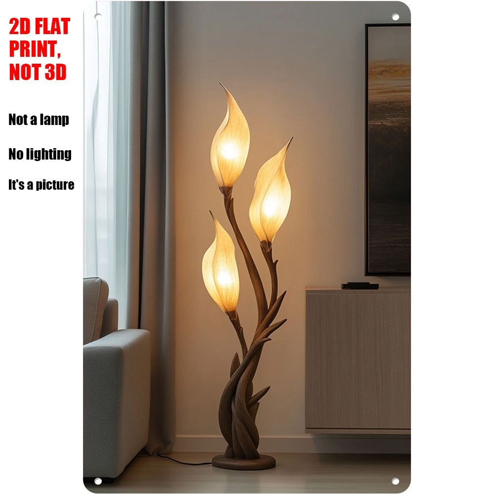 Elegant Flower Floor Lamp Metal Poster Home Wall Decor Tin Sign Living Room Art
