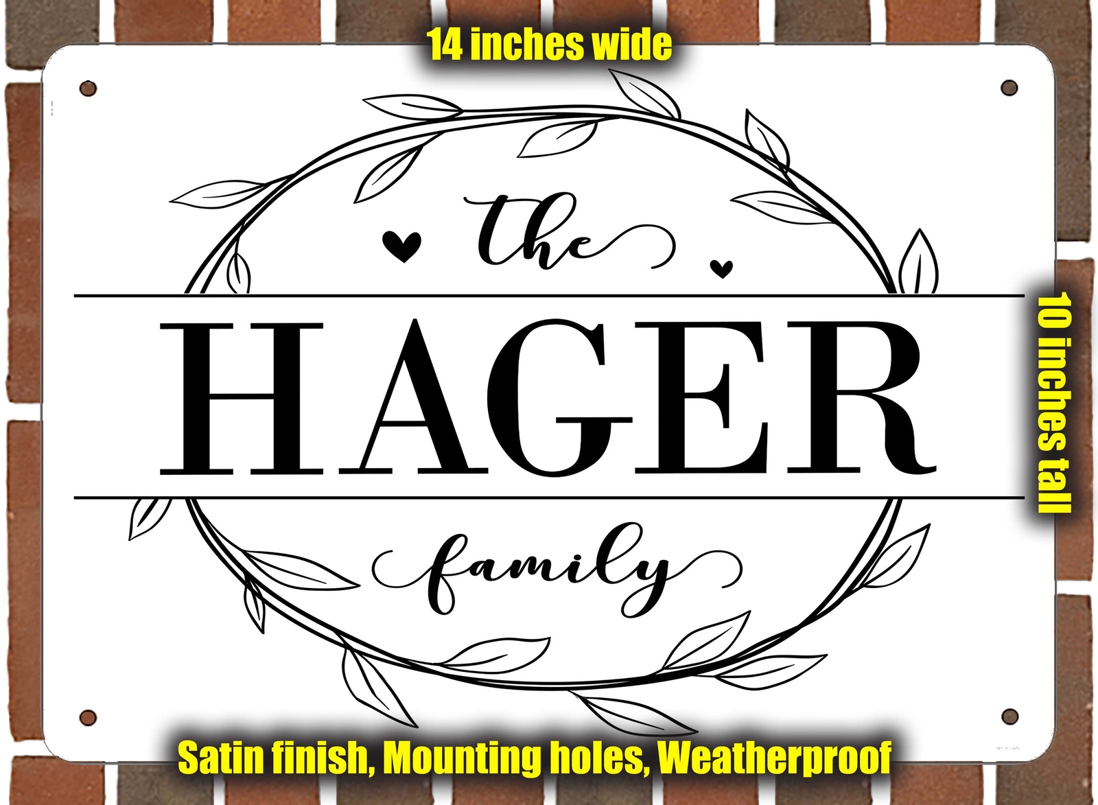 Hager Family Decorative Metal Door or Wall Plaque (Style 1)